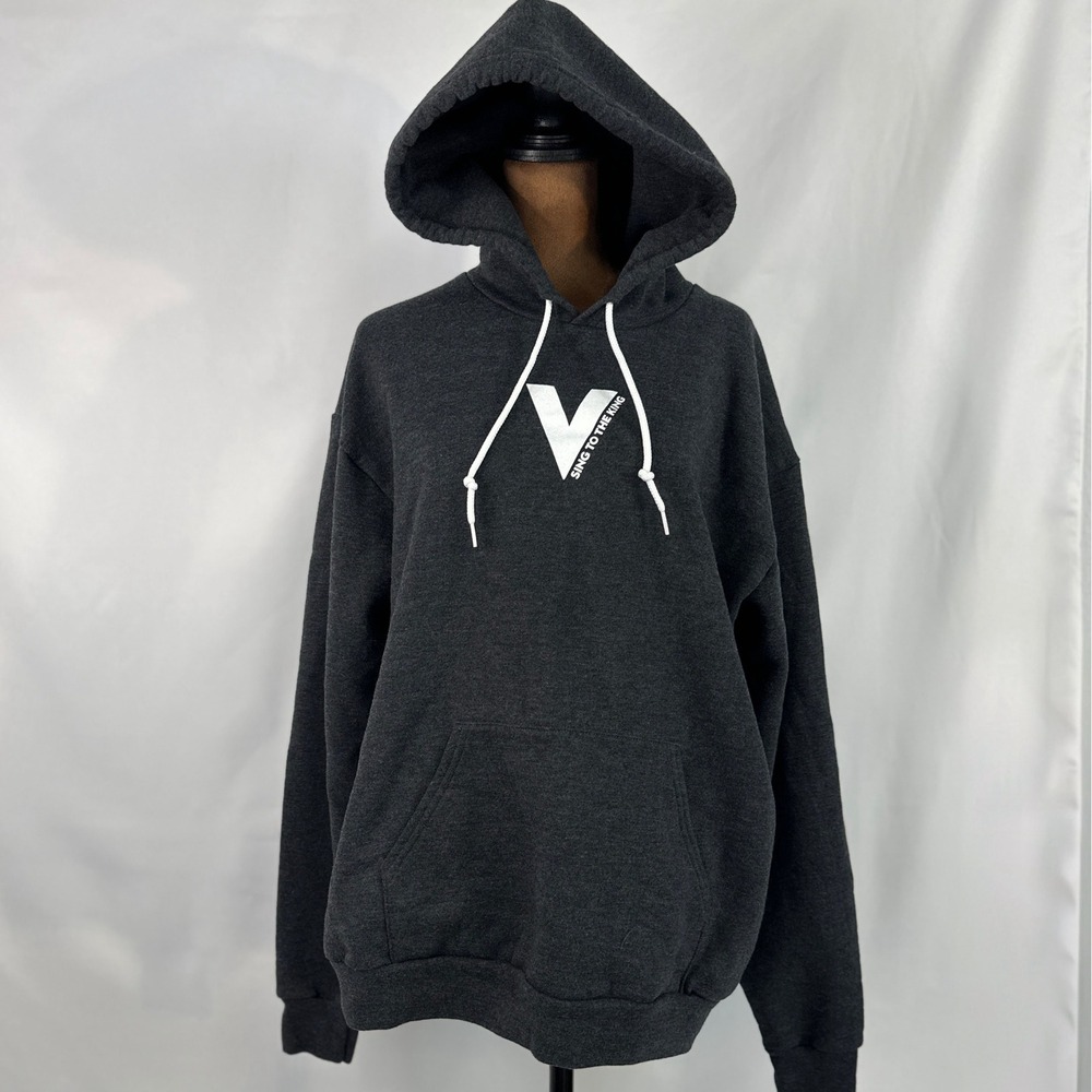 American Apparel Hoodie Unisex L Charcoal Good Sing To The King Tenor Graphic